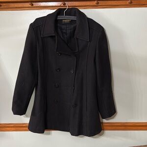 Black women’s pea coat. Sailor double breasted. Michellé Francios brand. Large